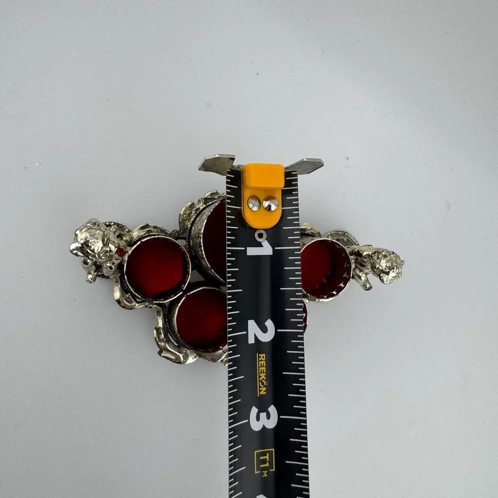 Vintage Small Cherub Vanity Organizer Silver tone  Victorian Red Velvet Putti